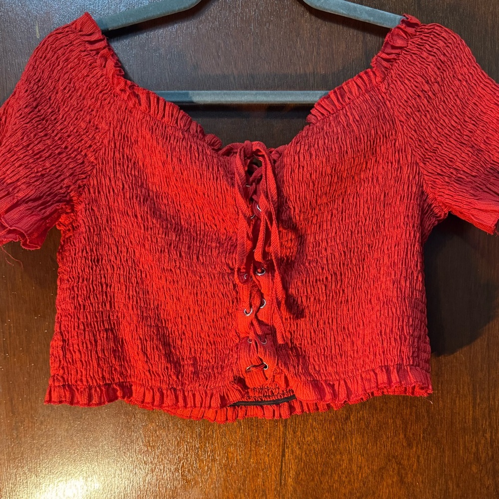 USED NO FLAWS Red Smocked Women's Top